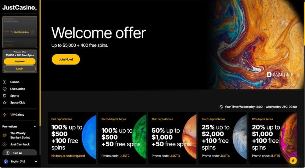 Just Casino Review – Welcome Package