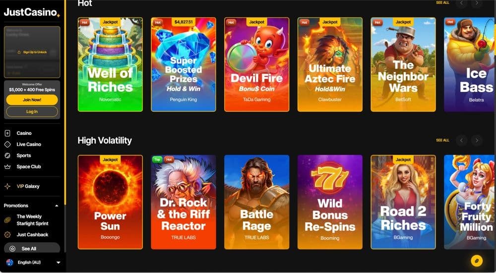 Just Casino Review – Pokies