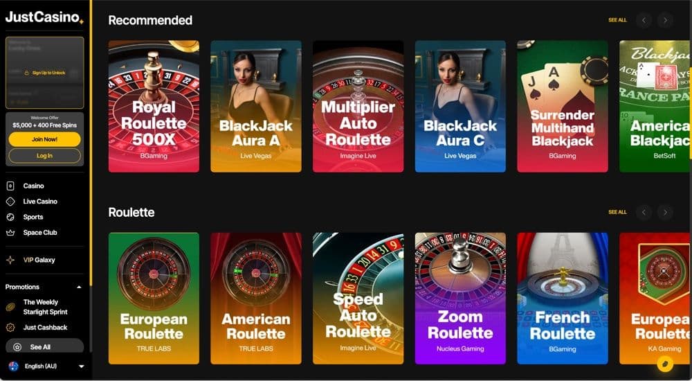 Just Casino Review – Table Games