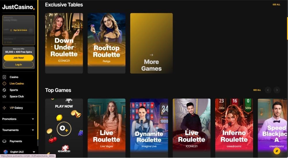 Just Casino Review – Live Casino