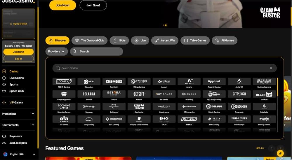 Just Casino Review – Game Providers at Just Casino