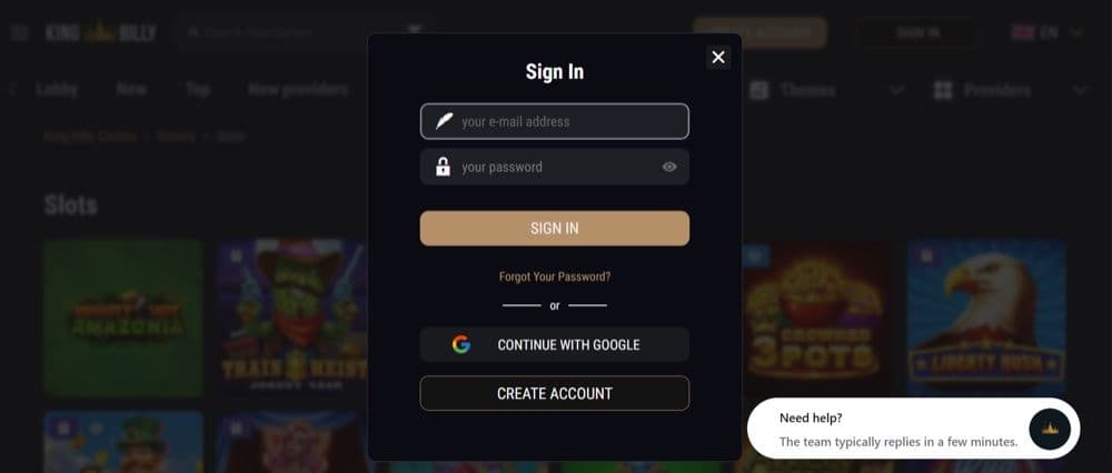 King Billy Casino Review – Registration Step by Step