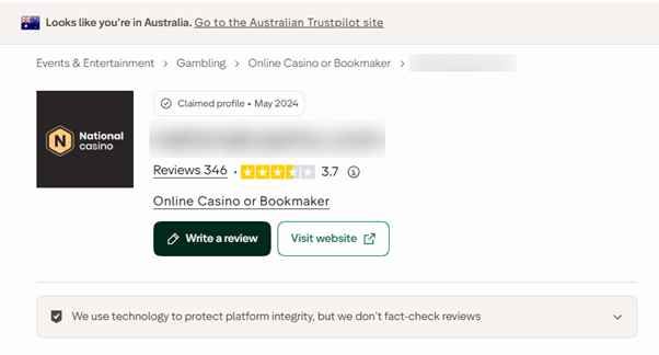 National Casino on Trustpilot