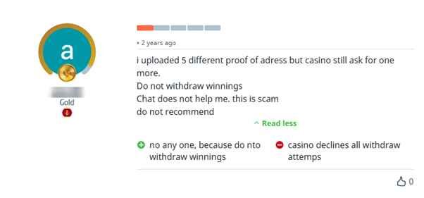 National Casino user review on Casino Guru
