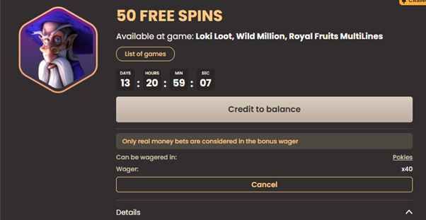 National Casino Fortune Wheel free spins